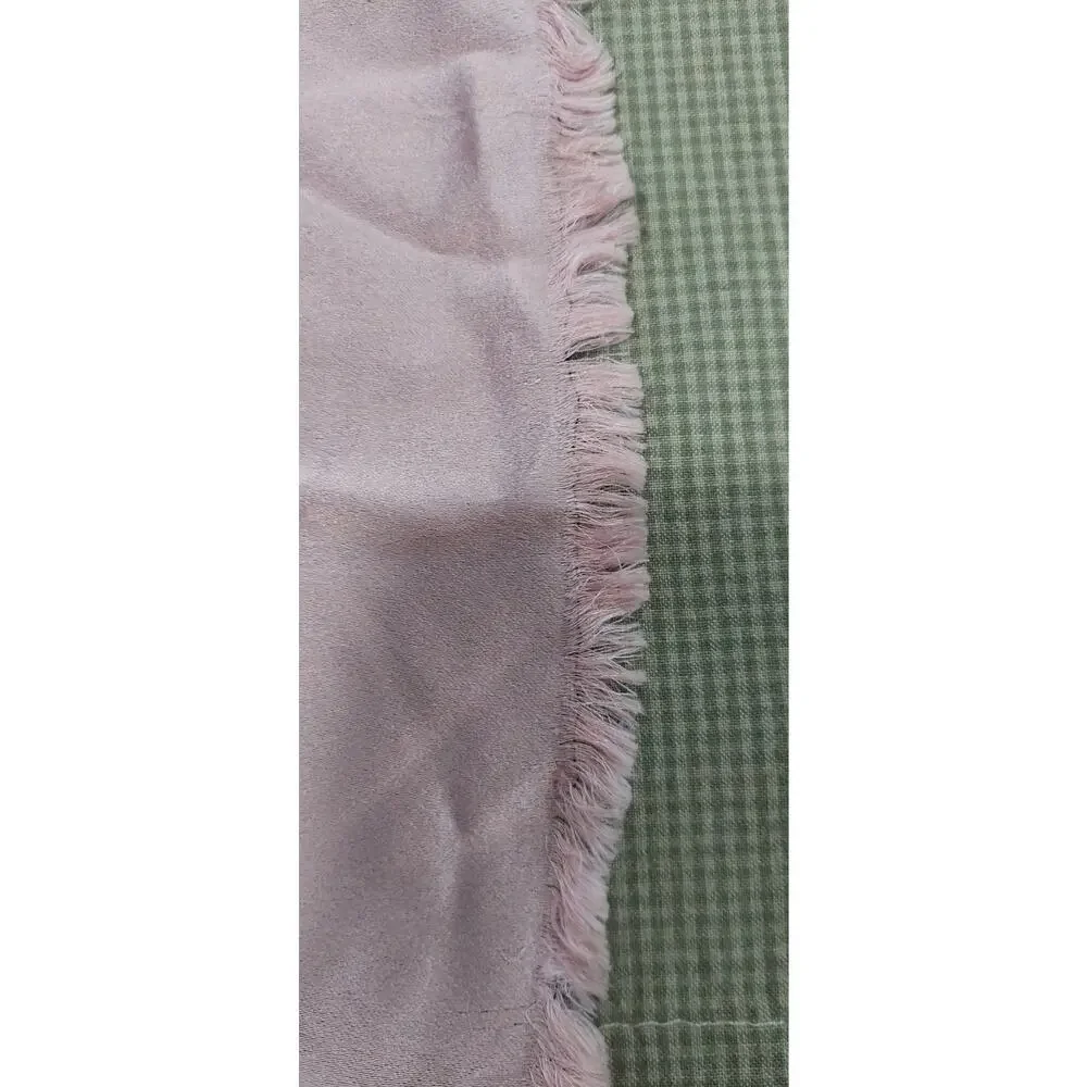 Vntg Soft Pink Gray Reversible Cupid Hearts Valentine Silk Scarf France 42x12